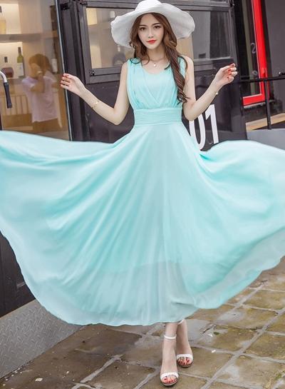 Oasap V Neck Sleeveless Chiffon Prom Dress