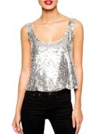Oasap Women's Fashion Sleeveless Sequined Party Club Tank Top