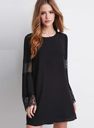 Oasap Long Sleeve Round Neck Mini Dress