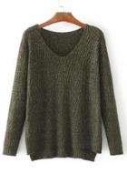 Oasap V Neck Long Sleeve Solid Color Sweater