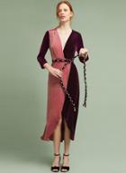 Oasap V Neck Three Quarter Length Sleeve Velvet Dress