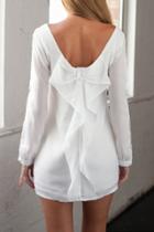 Oasap Fashion White Bow Back Dress