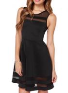 Oasap Sleeveless Mesh Splicing A-line Dress