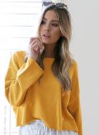 Oasap Casual Solid Color Long Sleeve Loose Fit Pullover Sweatshirt
