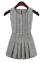 Oasap Innovative Grey Pleated Rompers