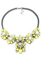 Oasap Yellow Faux Stone Statement Necklace
