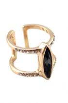 Oasap Metallic Gold Women Black Ring