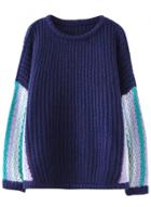 Oasap Women's Fashion Color Block Chunky Ribbed Knit Sweater
