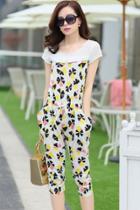 Oasap Colorful Graphic Short Sleeve Jumpsuits