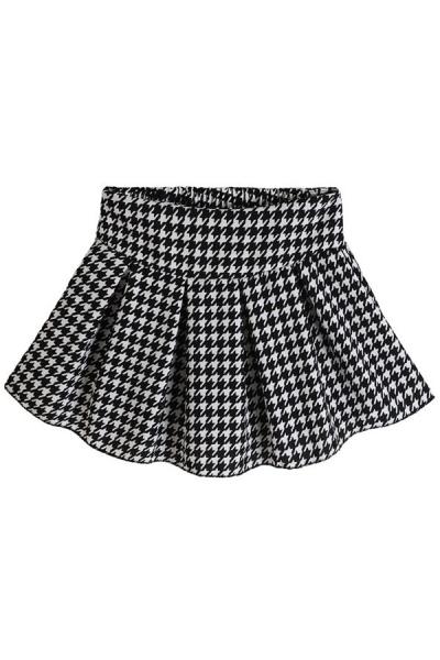 Oasap Houndstooth Pleated A-line Skirt