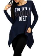 Oasap Women's Long Sleeve Irregular Hem Sweatshirt With Pockets
