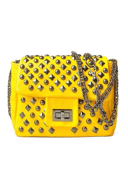 Oasap Stud Embellished Cross Lock Chain Shoulder Bag