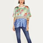 Oasap Floral Short Sleeve Loose High Low Tee
