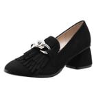 Oasap Pointed Toe Metal Detail Fringe Shoes