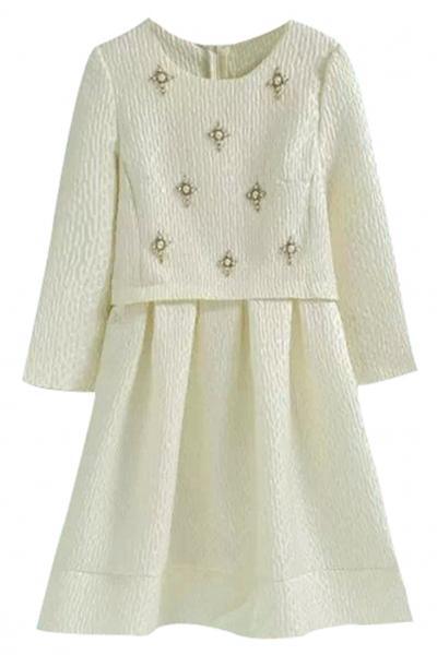 Oasap Grace Elements Bejeweled Textured Surface Mini Dress