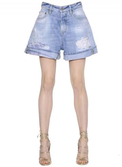 Oasap Vintage Ripped Slim Denim Short