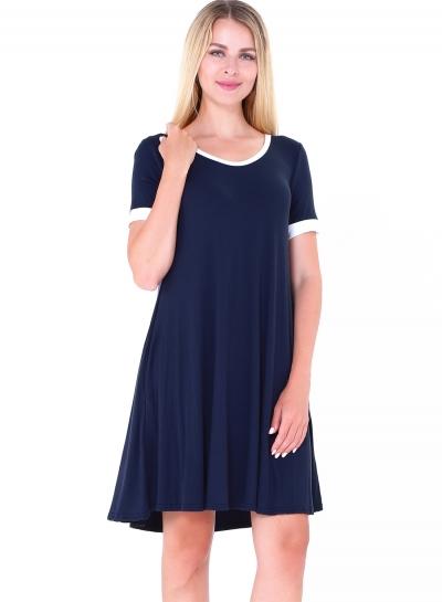 Oasap Fashion Short Sleeve Splicing Stretch Dress