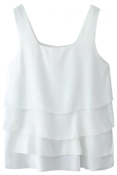Oasap Four Colors Multi-layered Chiffon Blouse