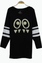 Oasap Eye Embroidered Fleece Sweatshirt