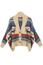 Oasap Deer Pattern Cape Cardigan Sweater