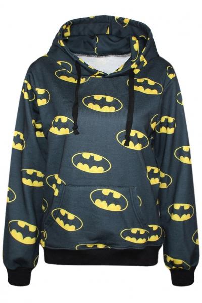 Oasap Lovely Tooth Print Black Hoodie