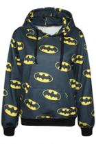 Oasap Lovely Tooth Print Black Hoodie