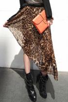 Oasap Stylish Leopard Printed Irregular Midi Skirt