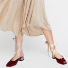 Oasap Square Toe Anke Bandage Square Heels Pumps