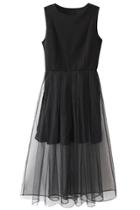 Oasap Little Black Mesh Paneled Round Neck Sleeveless Dress