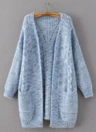Oasap V Neck Long Sleeve Solid Color Open Front Cardigan
