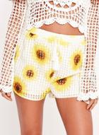 Oasap Boho Sunflower Printed Casual Shorts