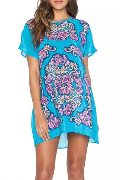 Oasap Vintage Floral Print A-line Dress