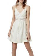 Oasap Women's Lace Paneled Button Front Spaghetti Strap Dress