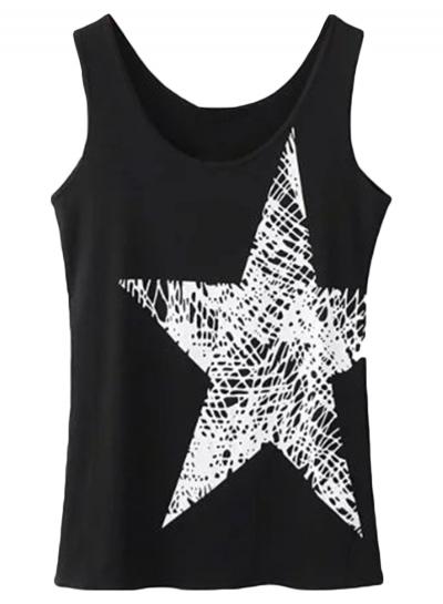 Oasap Women's Casual Pentagram Pattern Sleeveless Pullover Tank Top