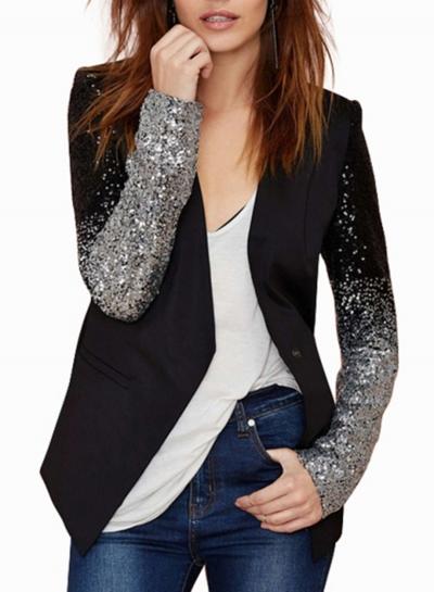 Oasap Women's Chic Gradient Ramp Sequin Blazer