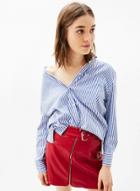 Oasap Classic Blue & White Stripped Loose Shirt