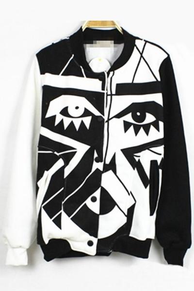 Oasap Wizard Print Button-up Sweatshirt
