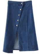 Oasap Women's Fashion Solid Slit A-line Midi Denim Skirt