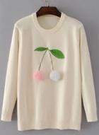 Oasap Round Neck Long Sleeve Venonat Decoration Blouses