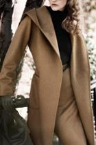 Oasap Vintage Open Front Belted Hooded Coat