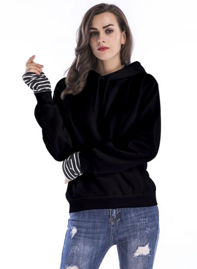 Oasap Casual Stripe Pullover Loose Fit Hoodie