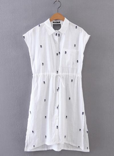 Oasap White Fashion Pineapple Printing Dress