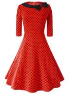 Oasap Vintage Half Sleeve Polka Dot Printed Swing Dress