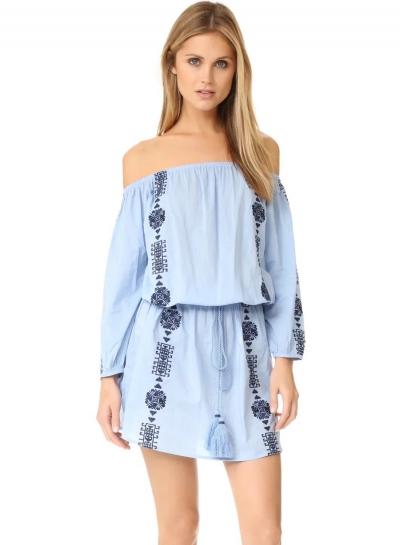 Oasap Slash Neck Pattern Print Dress
