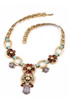Oasap Tantalizing Plated Floral Necklace