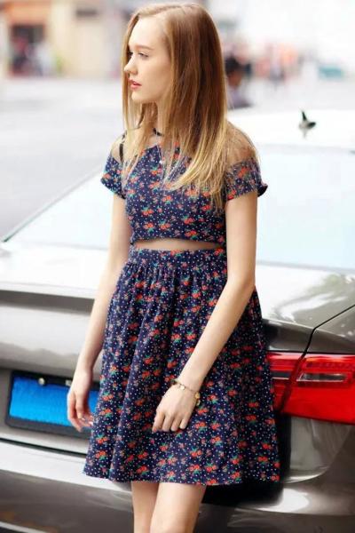 Oasap Heavenly Floral Print Short Sleeve Dress