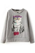 Oasap Loose Lovely Cat Pattern Sweatshirt