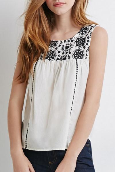 Oasap Vintage National Wind Embroidery Sleeveless Tank Top