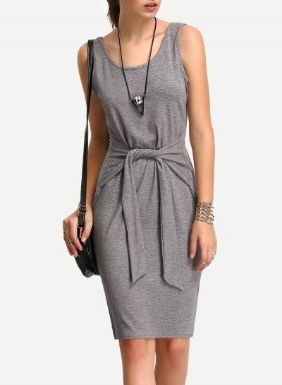 Oasap Sleeveless Lacing Front Slim Dress