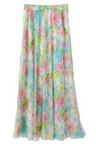 Oasap Favorite Pastel Floral Print Midi Skirt